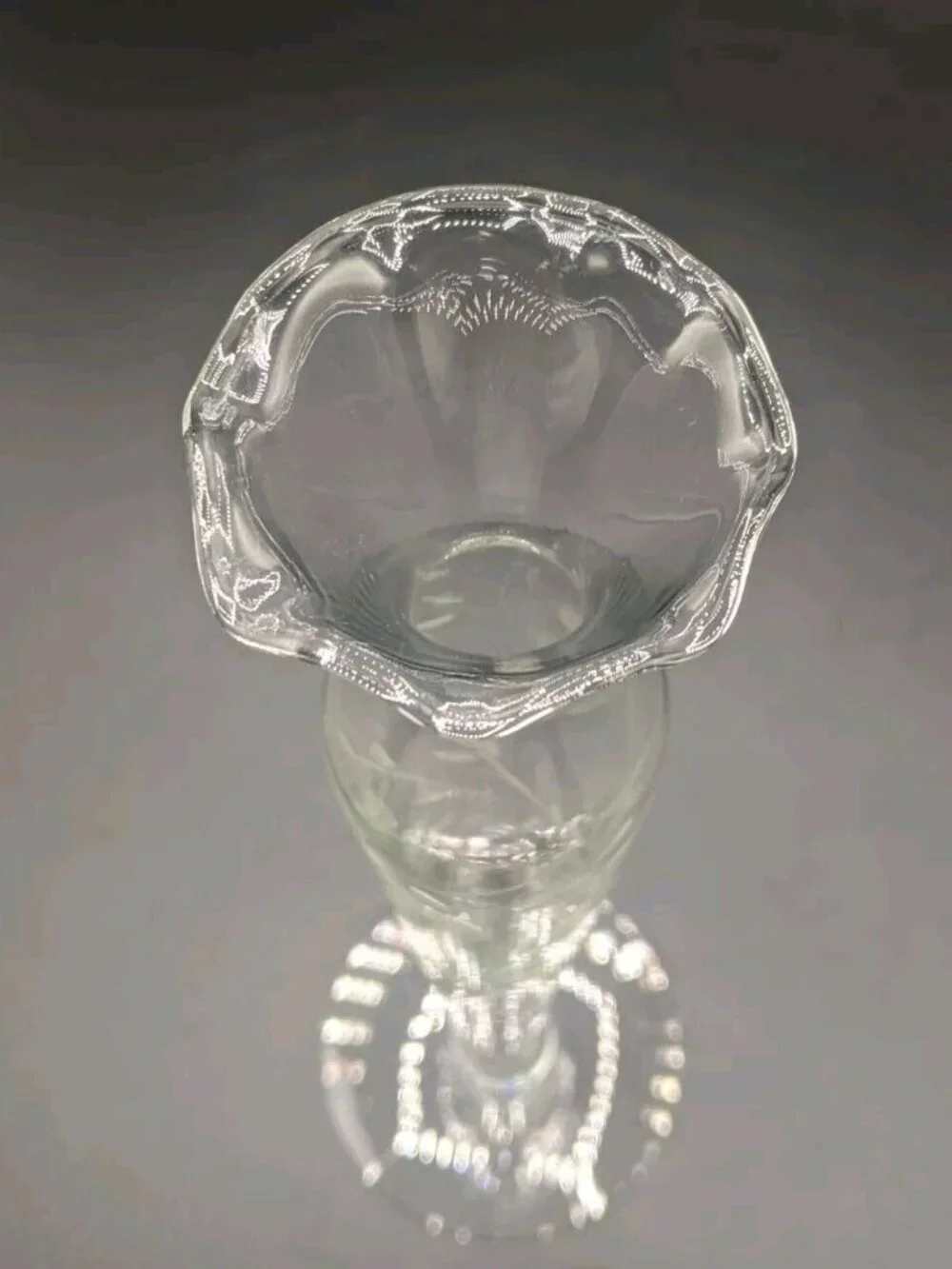 Vtg Princess House Heritage Bud Vase Set of 2 Handblown Crystal Floral Etched